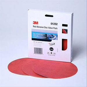 3M STIKIT RED ABRASIVE 6" SANDING DISC P320 GRIT BOX OF 25