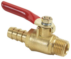 MOELLER GAS SHUT OFF VALVE BRASS 3/8" HOSE BARB X 1/4" NPT MALE