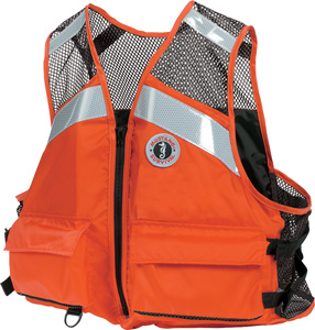 MUSTANG SURVIVAL LIFEVEST INDUSTRIAL MESH ORANGE LARGE/X-LARGE