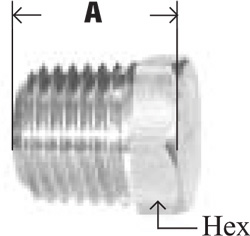 PLUG HEX HEAD BRASS .25" FOR RAC. FILTER