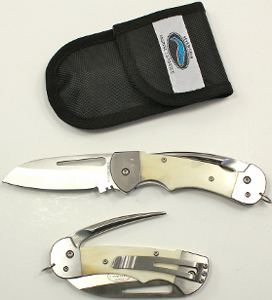 KNIFE S/S SMOOTH &SPIKE W/SHEATH CAPTAIN BONE HDL