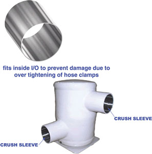 CENTEK MARINE EXHAUST CRUSH SLEEVE STAINLESS STEEL 6" X 4" LONG