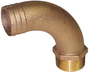 GROCO ADAPTER PIPE TO HOSE FULL FLOW BRONZE 90 DEGREE CURVE