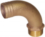 GROCO ADAPTER PIPE TO HOSE FULL FLOW BRONZE 90 DEGREE CURVE