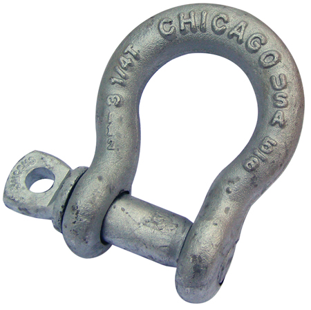 CHICAGO HARDWARE ANCHOR SHACKLE GALVANIZED SCREW PIN 7/16" WLL.: 3000 LB