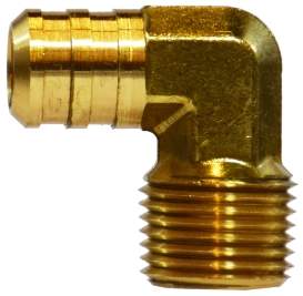 ADAPTER HOSE TO PIPE MALE 5/8"H TO 1/2"P BRS 90 DEG
