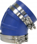 TRIDENT WET EXHAUST VHT BLUE SILICONE 45 DEGREE ELBOW WITH CLAMPS