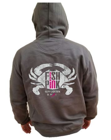 GUY COTTEN FISH PINK HOODIE GRAY CRAB 2XLARGE