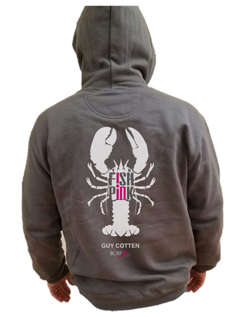 GUY COTTEN FISH PINK HOODIE GRAY LOBSTER 2XLARGE