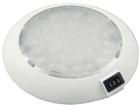 ROUND DOME LIGHT 5.5" WHITE/9RED LED W/SWITCH WHITE HOUSING
