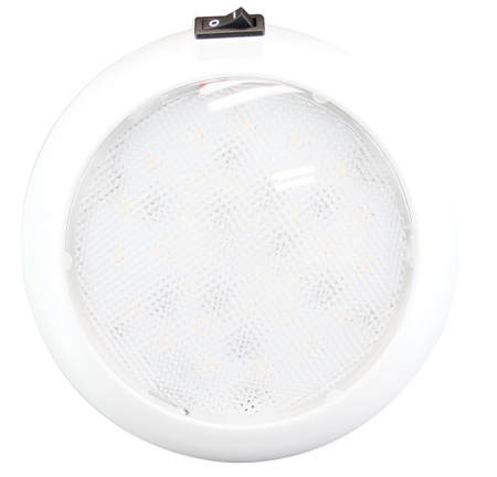 ROUND DOME LIGHT 5.5" LED WHITE W/ SWITCH WHITE HOUSING