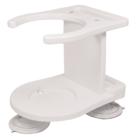 TACO MARINE SINGLE TUMBLER CUP HOLDER WHITE WITH SUCTION CUP / FIX MOUNT