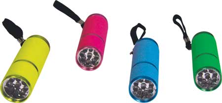LITEZALL FLASHLIGHT 9LED ASSORTED COLORS GLOW IN THE DARK RUBBER GRIP