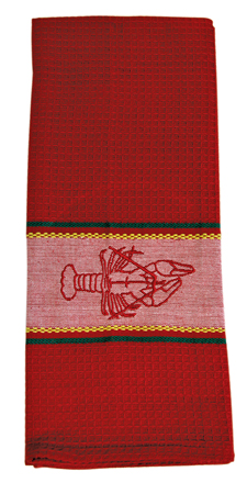 RED EMBROIDERED LOBSTER KITCHEN TOWEL