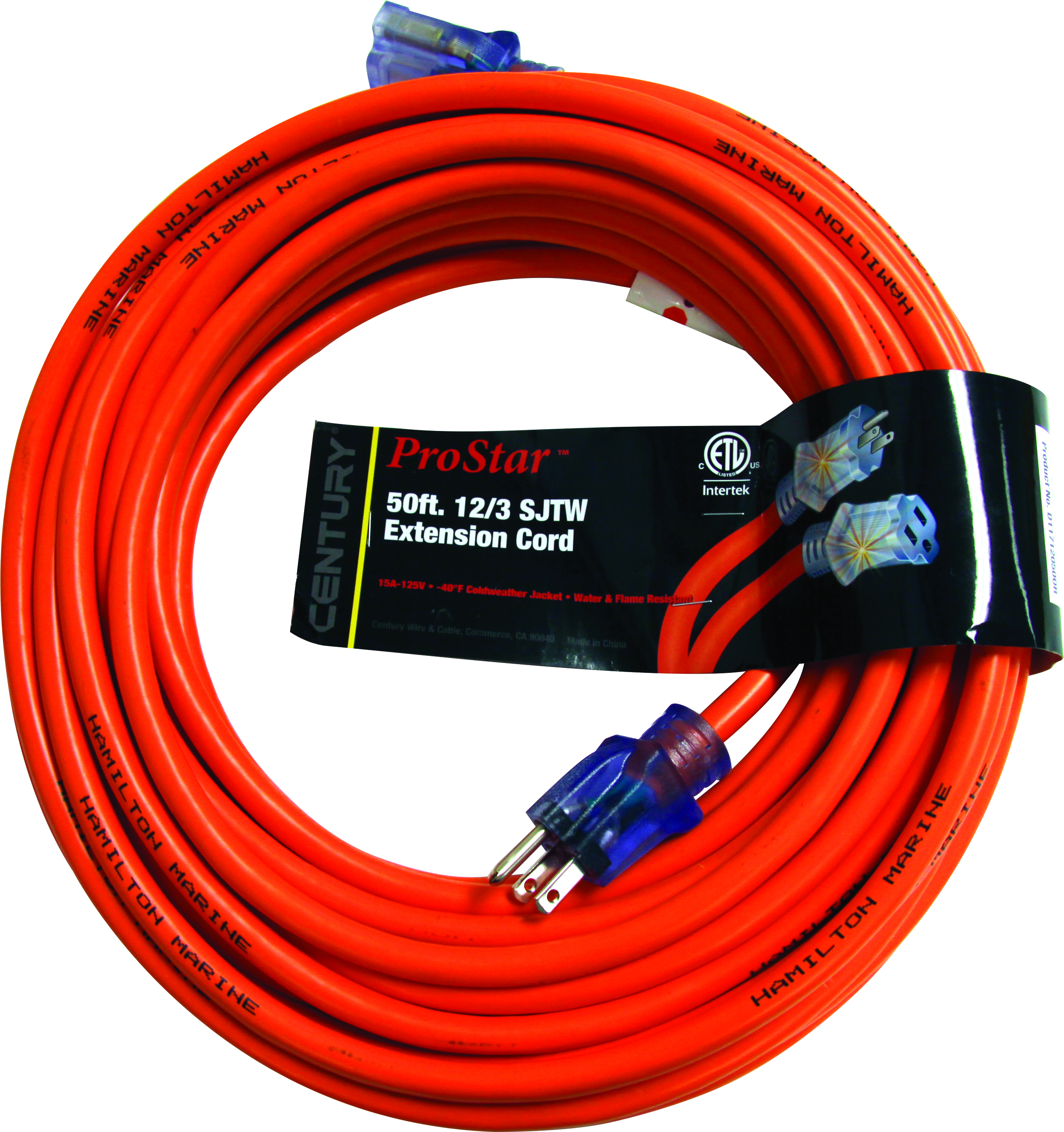 EXTENSION CORD PROGLO 50' NEMA 15A-125V 12/3 WITH HM LOGO ORANGE