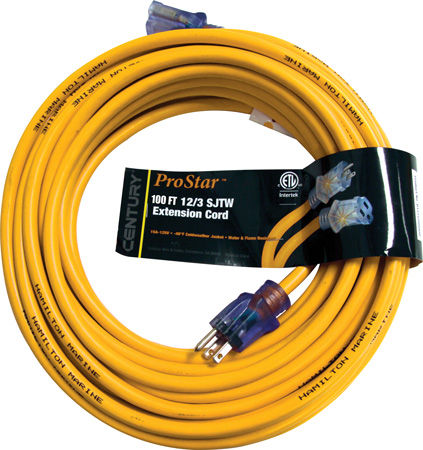 EXTENSION CORD PROGLO 100' NEMA 15A-125V 12/3- WITH HM LOGO YELLOW