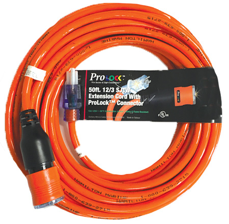 EXTENSION CORD PROLOCK 50' 3 PRONG 15A-125V  WITH HM LOGO ORANGE