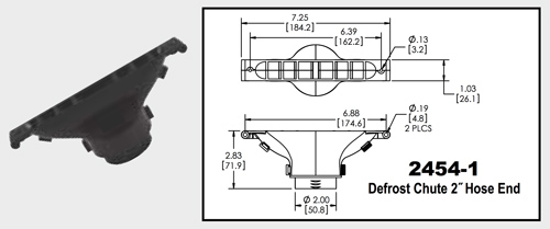 MARADYNE MARINE DEFROST CHUTE WITH 2" HOSE END 7.25" X 1"