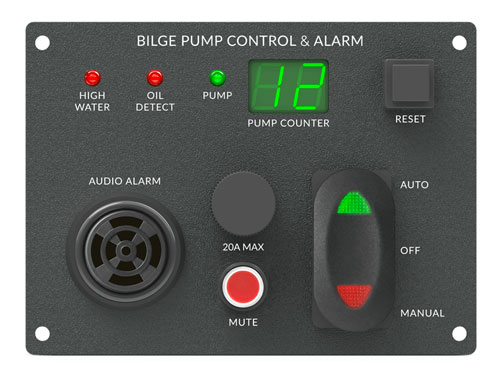 BILGE PUMP CONTROL PANEL WITH OIL AND HIGH WATER ALARM