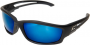 EDGE SAFETY EYEWEAR KAZBEK BLACK FRAME/POLARIZED AQUA PRECISION BLUE MIRROR