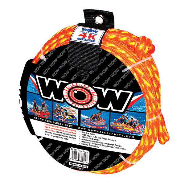 WOW TUBE TOW ROPE 3/8" X 60' UP TO 4 RIDERS