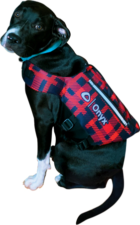 ONYX LIFEVEST DOG NEOPRENE RED/BLACK PLAID