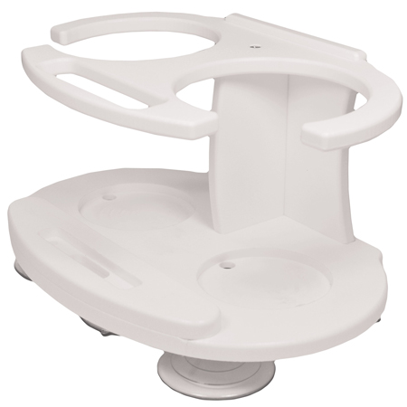 TACO MARINE DOUBLE TUMBLER CUP HOLDER WHITE WITH SUCTION CUP / FIX MOUNT