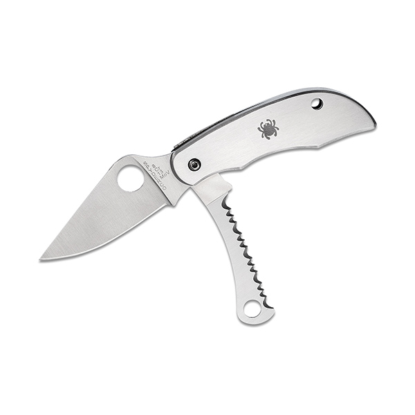 SPYDERCO KNIFE CLIPITOOL STAINLESS HANDLE W/SERRATED BLADE