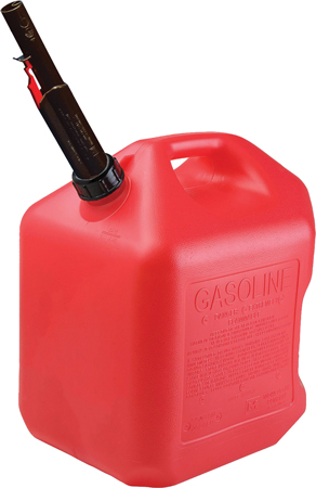 GAS FUEL CONTAINER RED PLASTIC SPILL PROOF 5 GALLON
