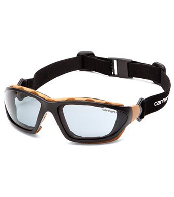 CARHARTT SAFETY GLASSES GRAY W/ STRAP BLACK & TAN FRAME