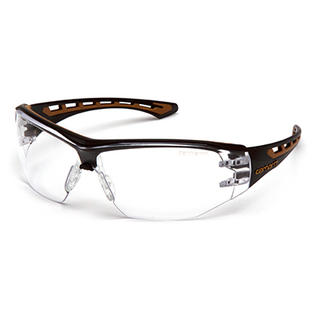 ANTI-FOG SAFETY GLASSES CLEAR WITH BLACK & TAN FRAMES