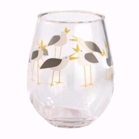 STEMLESS WINE GLASS SEAGULLS  15OZ