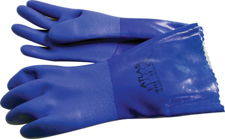 ATLAS GLOVE RUBBER FLEECE LINED BLUE 12" LONG X-LARGE (BY PAIR)