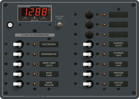 BLUE SEA 8403 ELECTRICAL PANEL 12/24VDC 13 POSITION DIGITAL