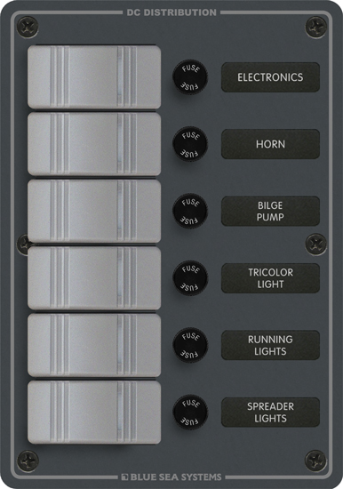 BLUE SEA 8053 ELECTRICAL PANEL DC FUSED 6 POSITION WATERPROOF