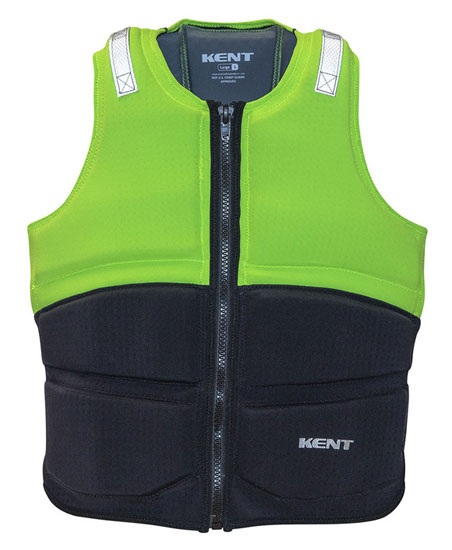 Kent Safety 151700-400-070-21 Fishing Vest, Zipper, Hi-Vis Green