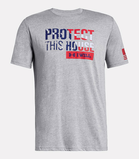 MENS STEEL HEATHER UNDER ARMOUR FREEDOM TEE SMALL