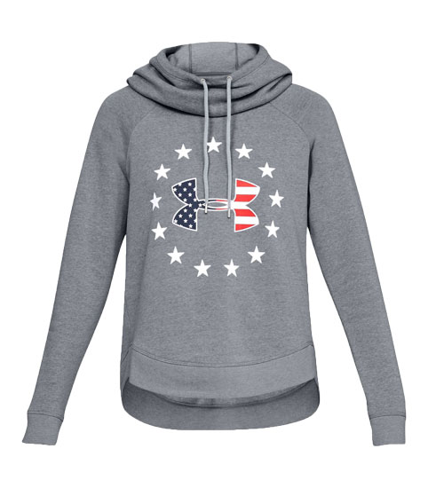 WOMENS STEEL HEATHER UNDER ARMOUR FREEDOM HOODIE X-SMALL