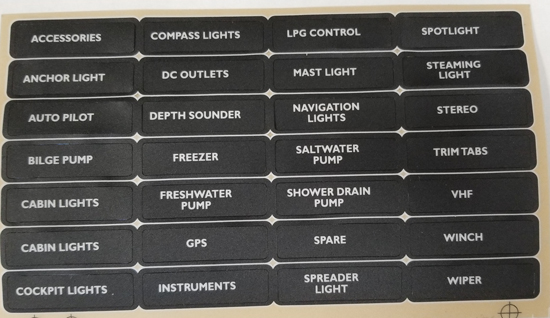 BEP SET-1N PANEL LABEL SET 1