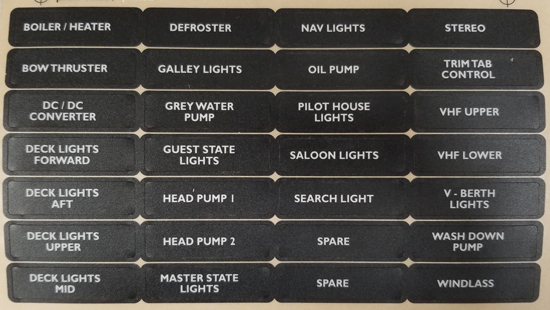 BEP SET-9N PANEL LABEL SET 9