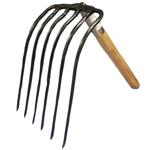 CLAM HOE 6 TINE STEEL HEAD W/WOOD HANDLE