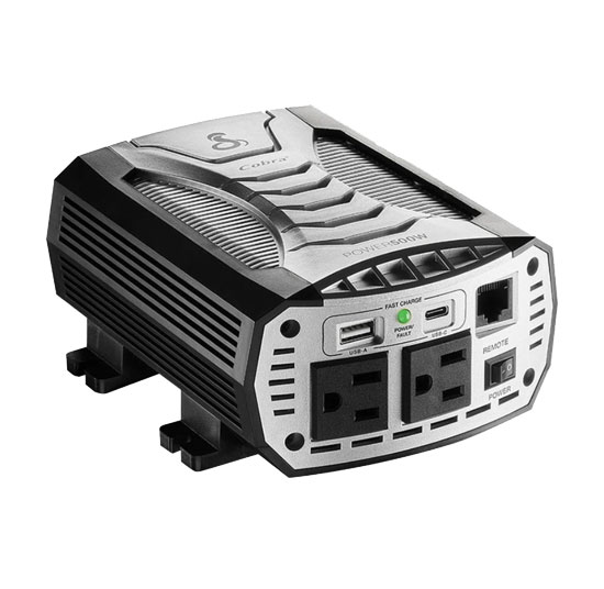 COBRA 500W POWER INVERTER, 1,000 WATT PEAK POWER, TWO USB PORTS, TWO GFCI AC