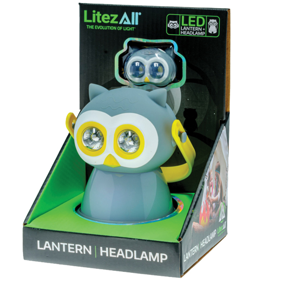 OWL HEADLAMP AND LANTERN COMBO FOR KIDS ADJUSTABLE HEAD STRAP