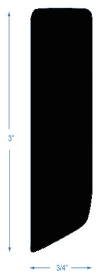 PVC COAMING 3" BLACK 7/8" THICK WITH BEVEL 25' LENGTH