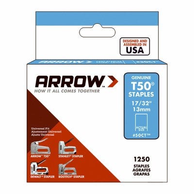 STAPLES ZINC FOR ARROW T-50 STAPLE GUN    17/32"