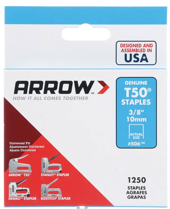 ARROW STAPLES ZINC FOR ARROW T-50 STAPLE GUN 3/8"