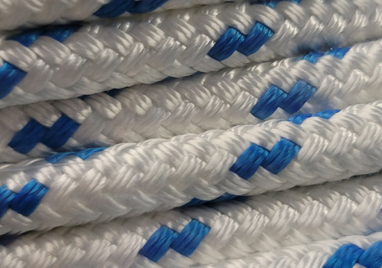 NOVABRAID XLE MAIN HALYARD 3/8"X90' POLYESTER DOUBLE BRAID WHITE W/BLUE
