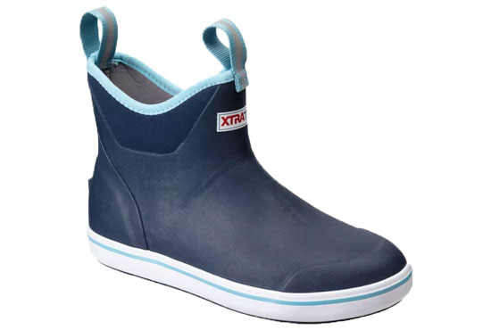 XTRATUF WOMENS ANKLE DECK BOOT 6" NAVY/ LIGHT BLUE SIZE 6