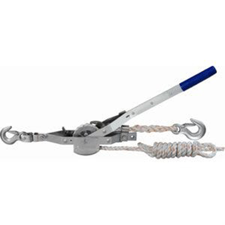 VEVOR Rope Puller, 3/4 Ton (1,653 lbs) Pulling Capacity, with 100' of 0.6  dia. Rope, 2 Hook, Come Along Winch, Heavy Duty Ratchet Power Puller Tool