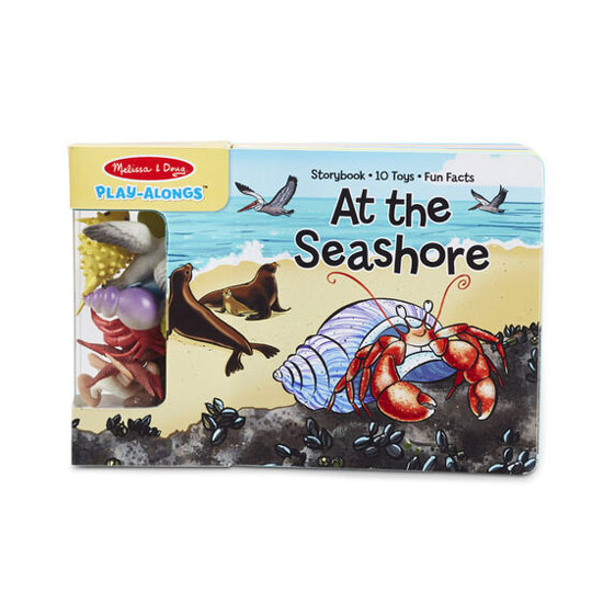 BOOK AT THE SEASHORE WITH OCEAN FIGURINES